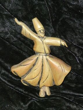 Vintage Brass Whirling Dervish Wall Art Figurine